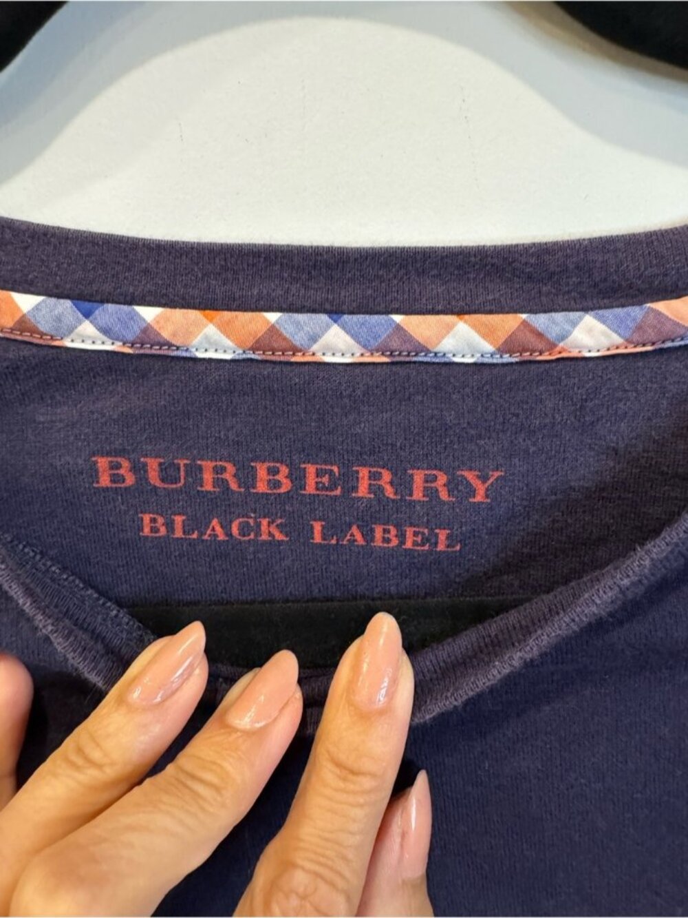 Burberry London Men’s Navy Plaid Pocket T-Shirt Japan Size 3 Cotton 0770 - Picture 3 of 6